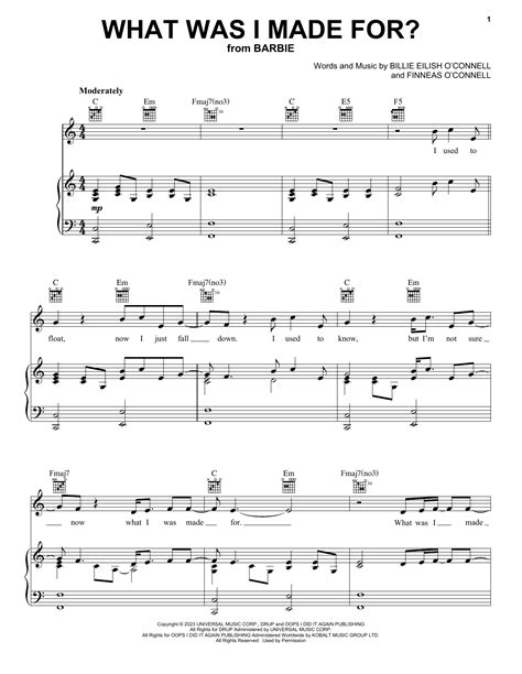 "What Was I Made For?" by Billie Eilish is such a beautiful piano ballad!Sheet Music Download (with lyrics & chords): https: ...